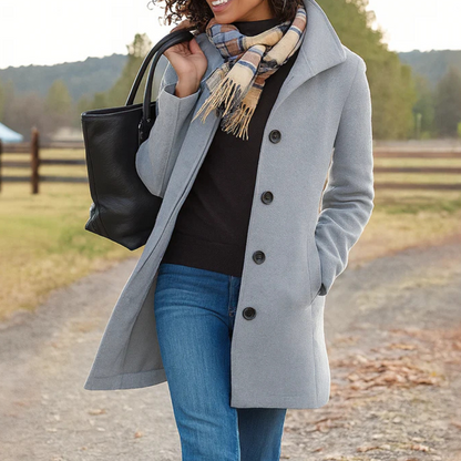 Awake Classic Button Front Heritage Coat For Women | Emilia