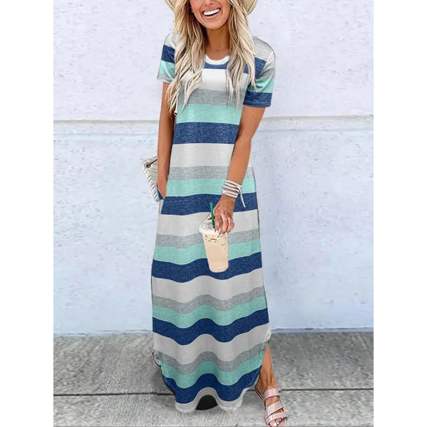 Tudor Casual Round Neck Maxi Dress For Women | Arvena