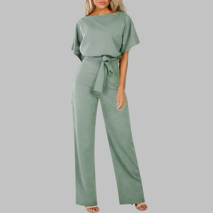 Muted Casual Tie Front Batwing Sleeve Jumpsuit For Women | Elanora