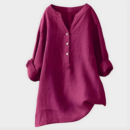 Silent Elegant V-neck blouse with relaxed silhouette for women | Veronique