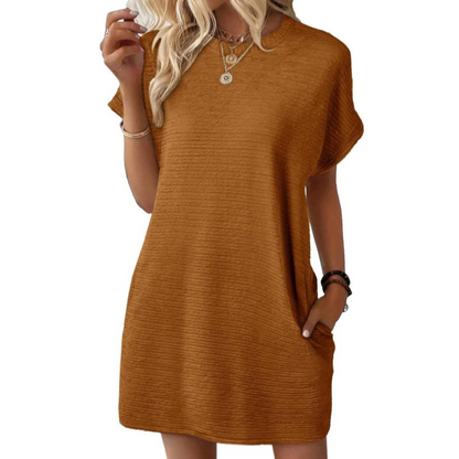 Fitted Casual Minimalist Round Neck Dress For Women | Lurelle