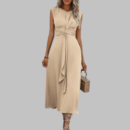 Marina Sleeveless Round Neck Long Dress For Women | Helena
