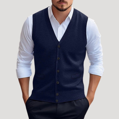 Seaside Knitted button-up waistcoat for men | Dorian