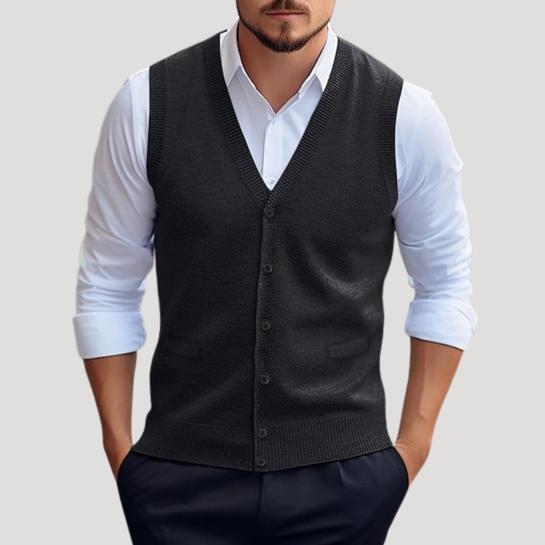 Seaside Knitted button-up waistcoat for men | Dorian