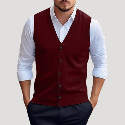 Seaside Knitted button-up waistcoat for men | Dorian