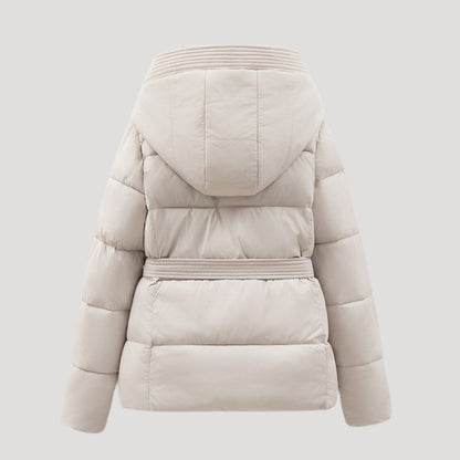 Valley Belted hooded puffer jacket for women | Elara