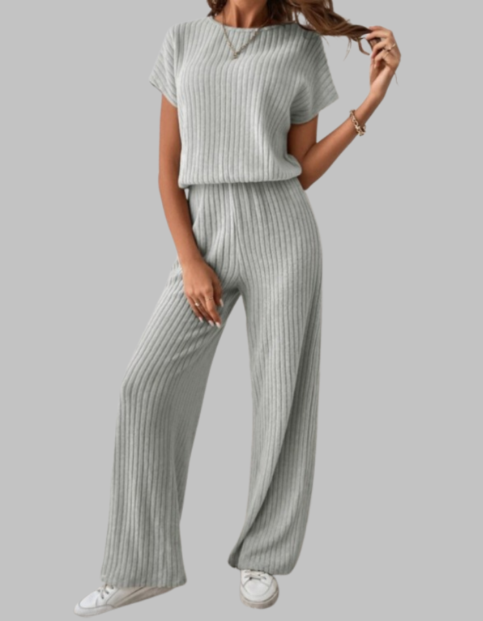 Selected Casual Short Sleeve Top And Trousers Set For Women | Elamirae