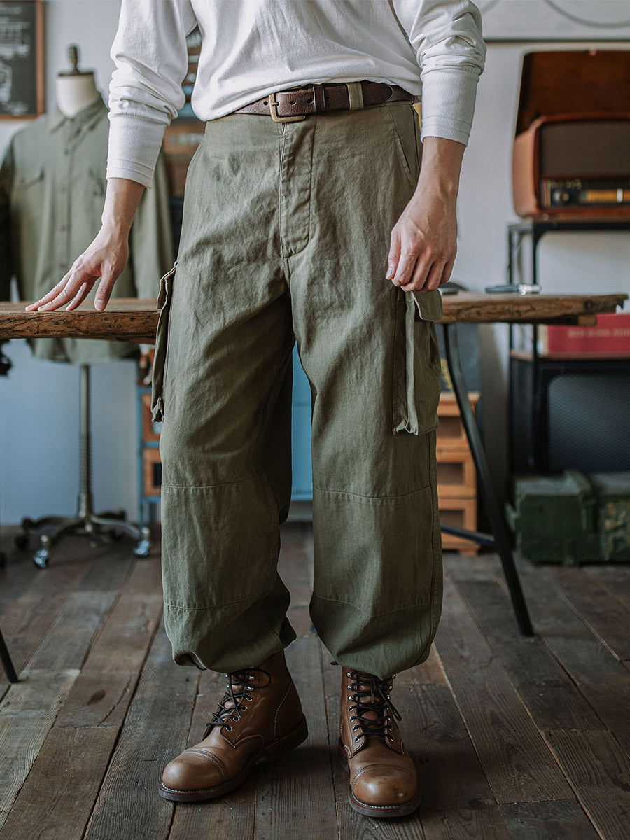 Glittering Heritage Utility Trousers with Reinforced Details for Men | Owen