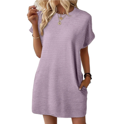Fitted Casual Minimalist Round Neck Dress For Women | Lurelle