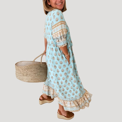 Harbor Boho midi dress with printed design for women | Liora