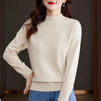Leading Ribbed Mock Neck Sweater For Women | Elowenna
