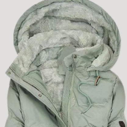 Moorland Long hooded winter coat for women | Celeste
