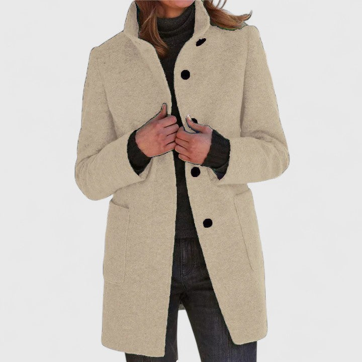 Natural Classic Mid Length Coat For Women | Ardelia