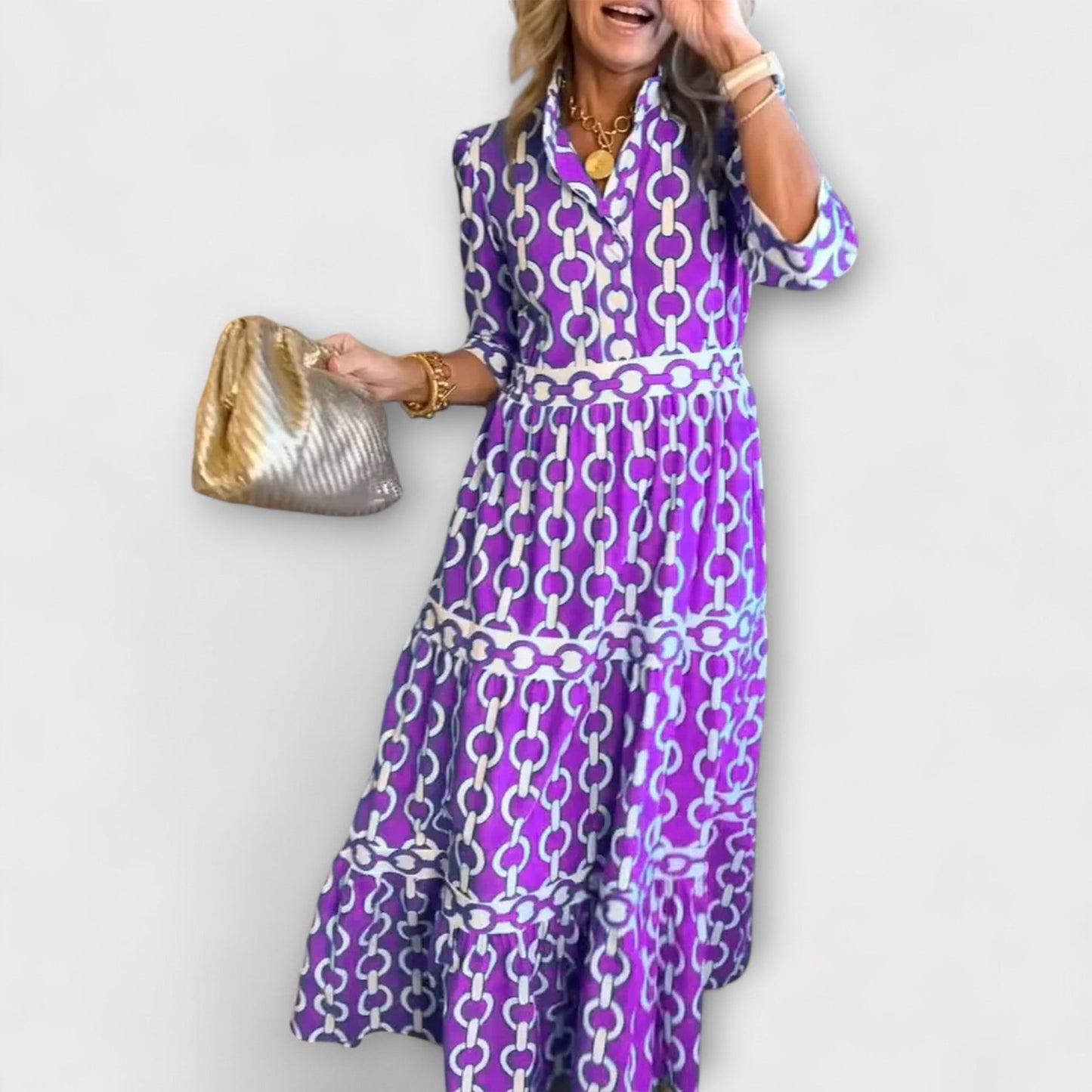 Steadfast Midi dress with chain pattern for women | Juliette