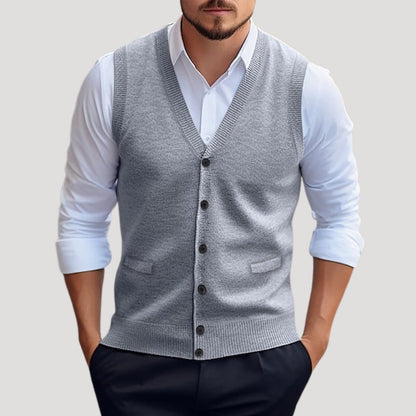 Seaside Knitted button-up waistcoat for men | Dorian