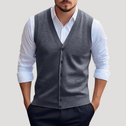 Seaside Knitted button-up waistcoat for men | Dorian