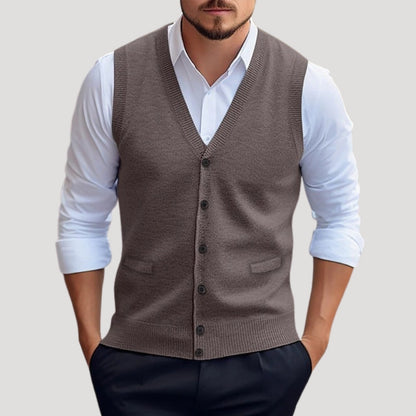 Seaside Knitted button-up waistcoat for men | Dorian