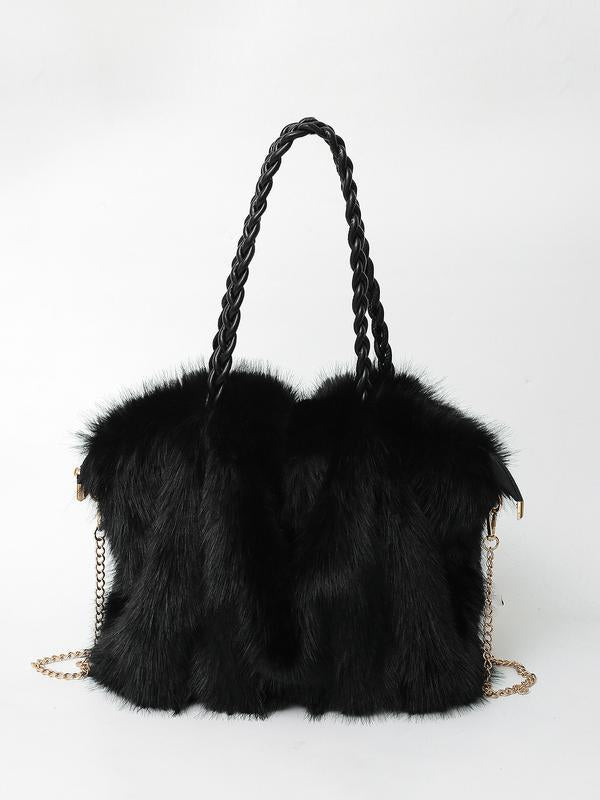 Coastal Plush Shoulder Tote Bag For Women | Ellie