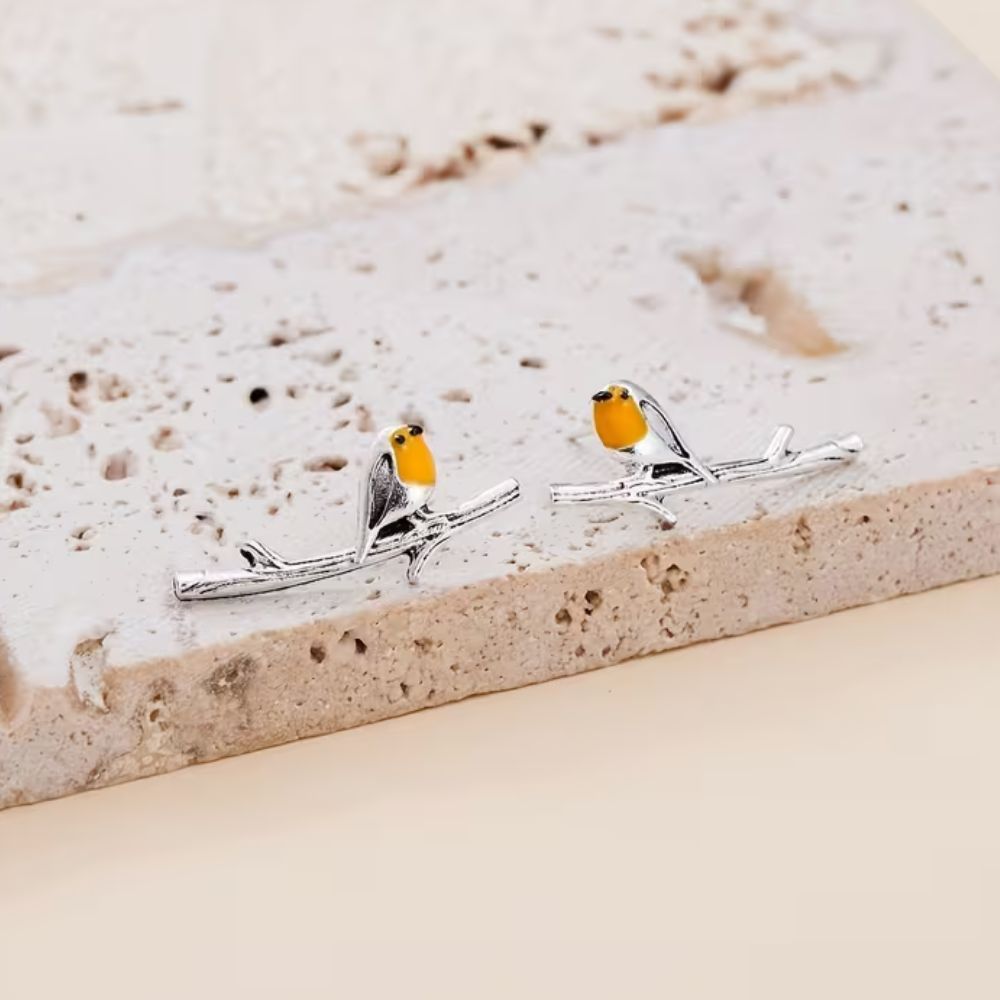 Reflective Bird earrings with robin-inspired design for women | Robinelle