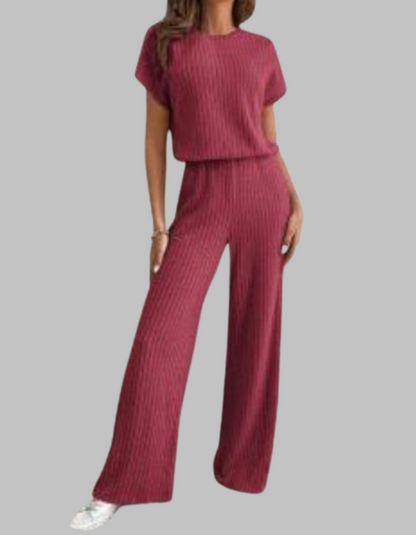 Selected Casual Short Sleeve Top And Trousers Set For Women | Elamirae