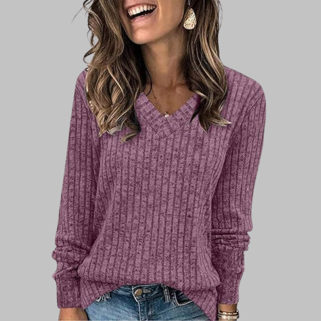 Orchard Comfy V Neck Long Sleeve Top For Women | Alina