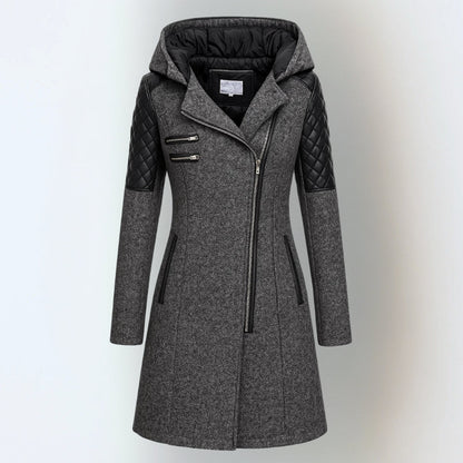 Smart Long Hooded Zip Jacket For Women | Maristella
