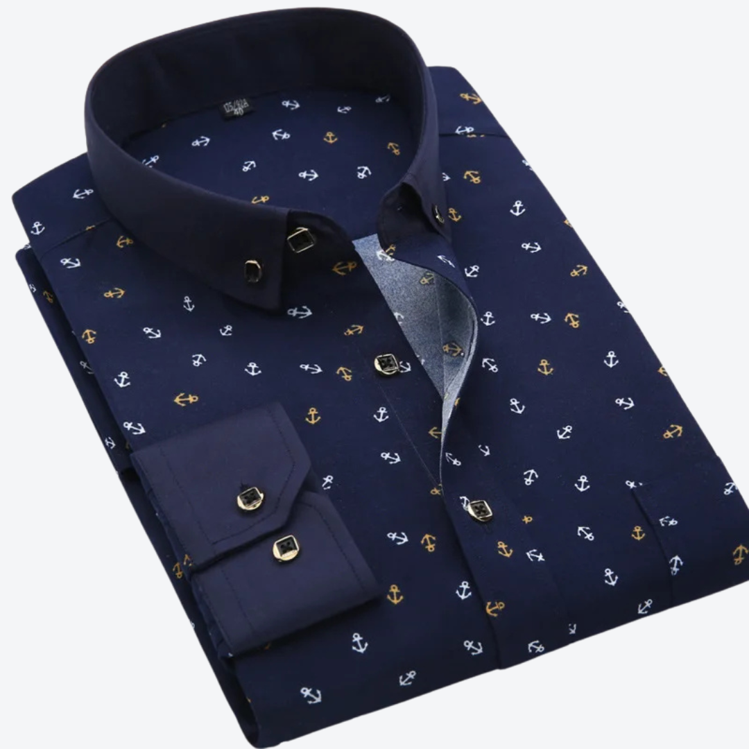 Ethereal Nautical Print Long Sleeve Shirt For Men | Marcellin