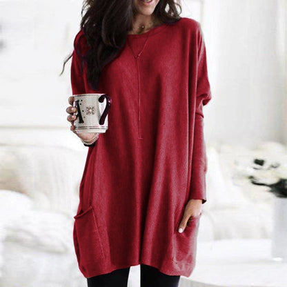Snug Relaxed Long Sleeve Pocket Tunic For Women | Mirelith
