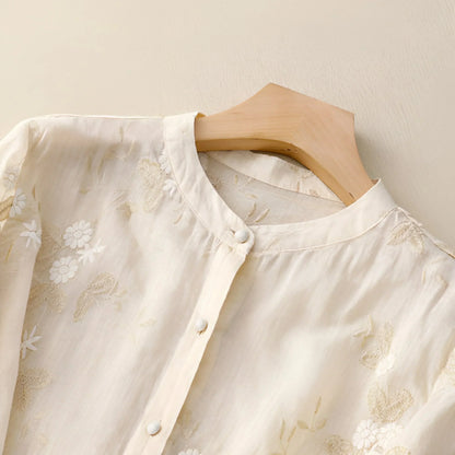 Conscious Embroidered Floral Button Blouse For Women | Liora