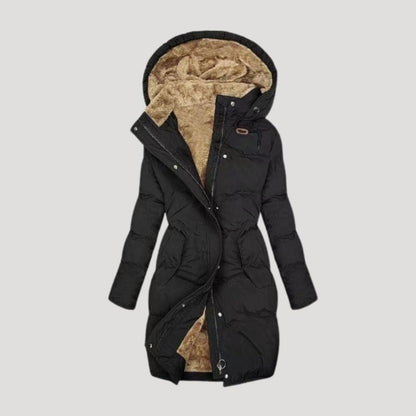 Moorland Long hooded winter coat for women | Celeste