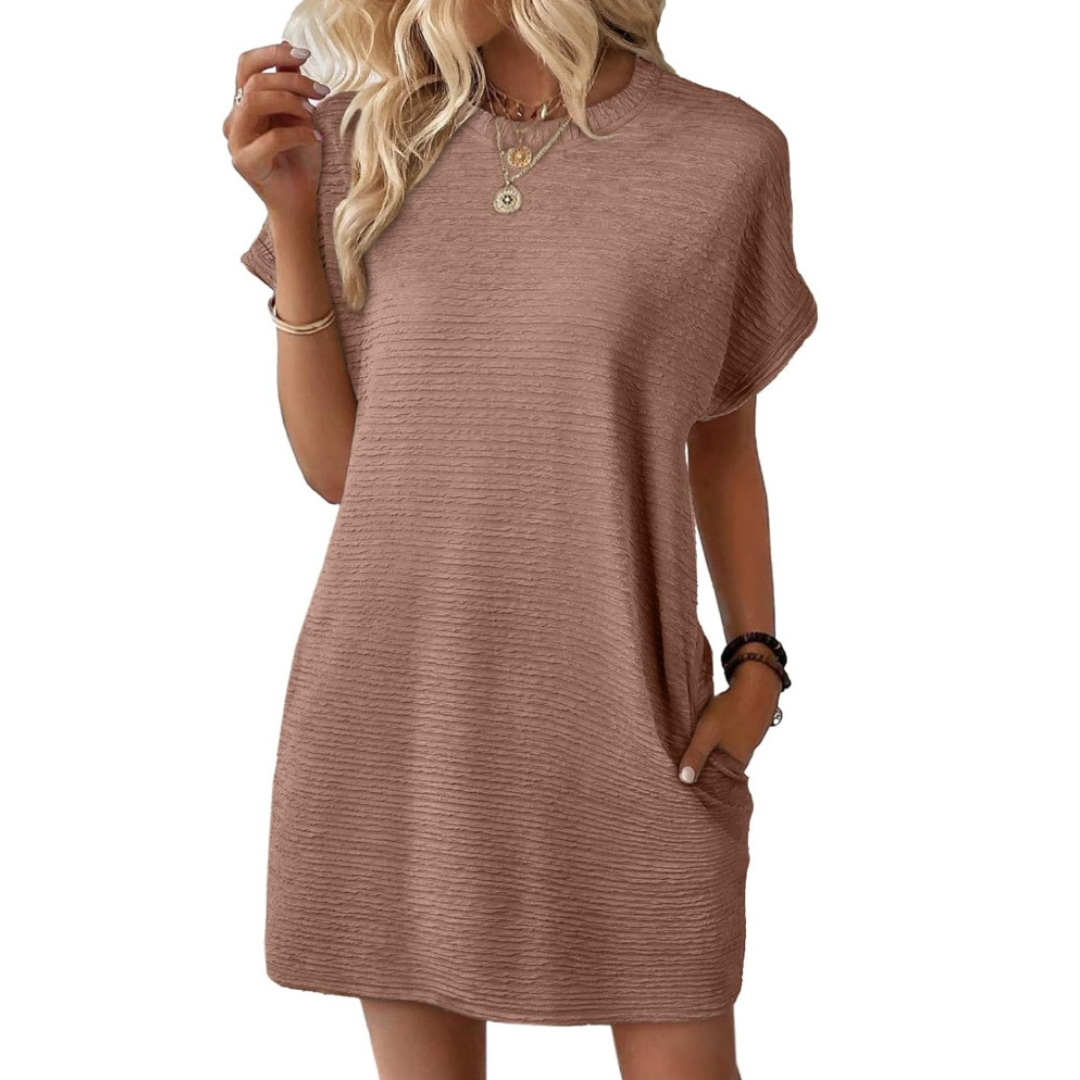 Fitted Casual Minimalist Round Neck Dress For Women | Lurelle