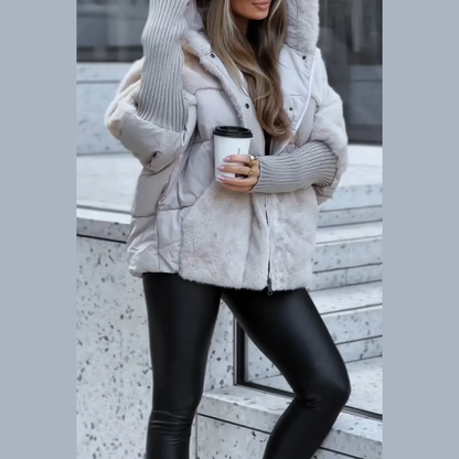 Cutting Oversized Hooded Puffer Jacket For Women | Elira