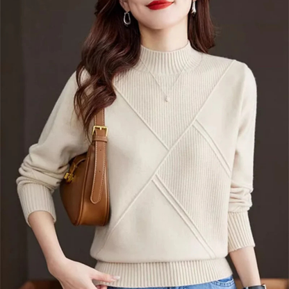 Leading Ribbed Mock Neck Sweater For Women | Elowenna