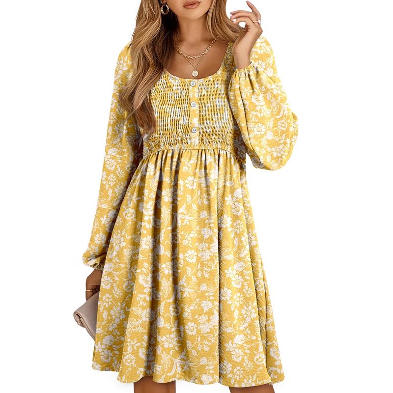 Boutique Casual Smocked Empire Waist A Line Dress For Women | Clarimelle