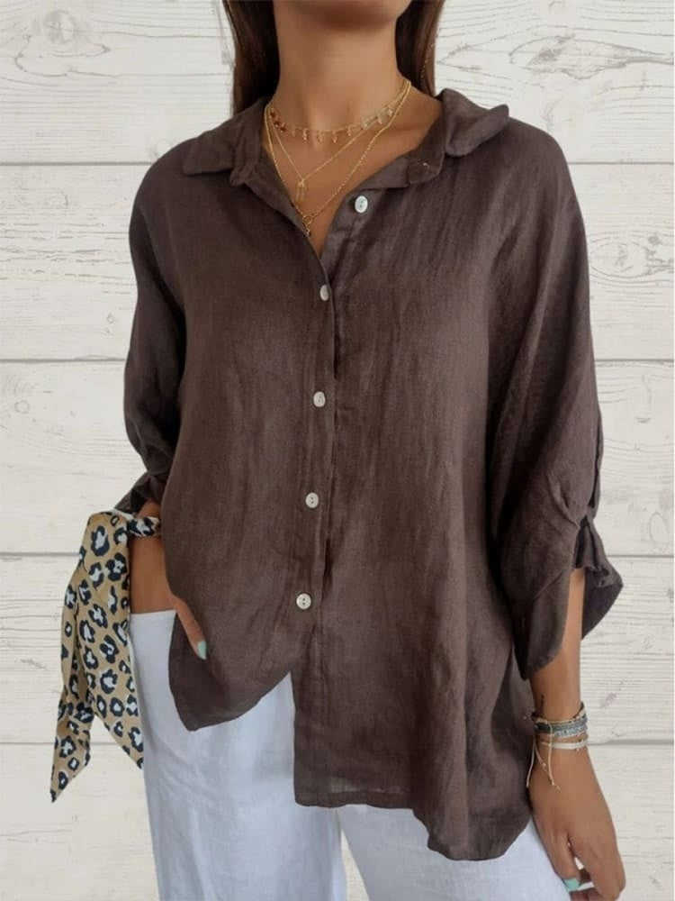 Mannered Stylish button-up shirt with refined silhouette for women | Luna
