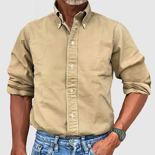 Woven Classic Long Sleeve Button Shirt For Men | Mark