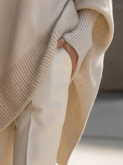 Brushed Asymmetric Hem Knit Top for Women | Evelyne