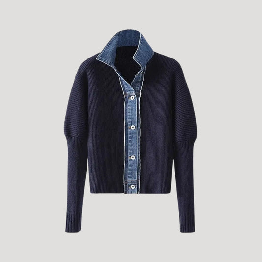 Hillside Knit cardigan with contrast trim for women | Selene