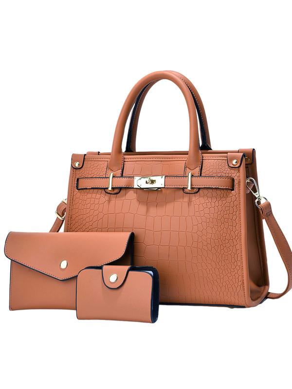 Cropped Crocodile Embossed Large Capacity Crossbody Handbag Set For Women | Valentinae