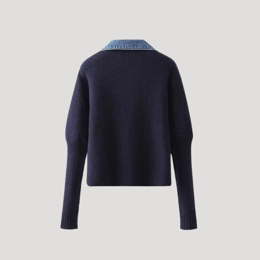 Hillside Knit cardigan with contrast trim for women | Selene