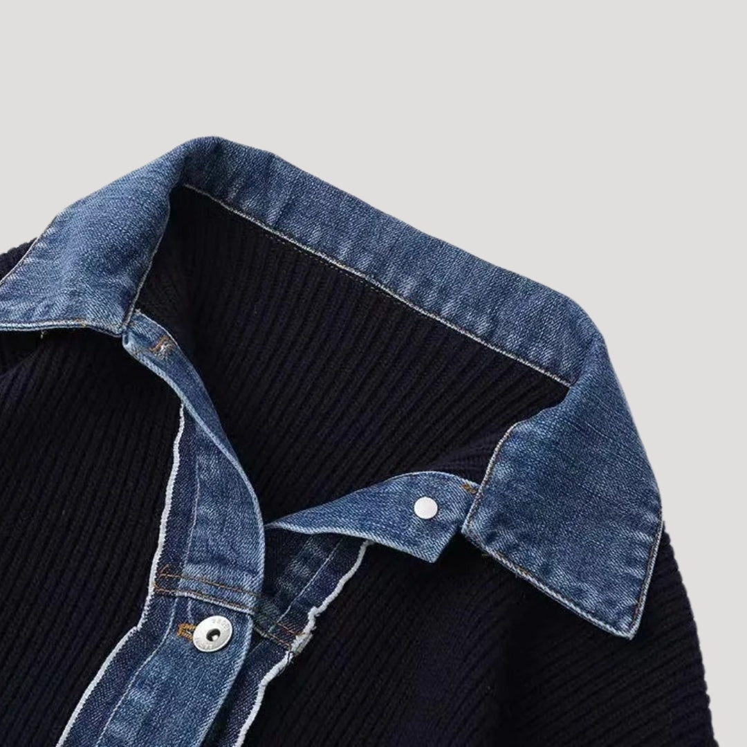 Hillside Knit cardigan with contrast trim for women | Selene