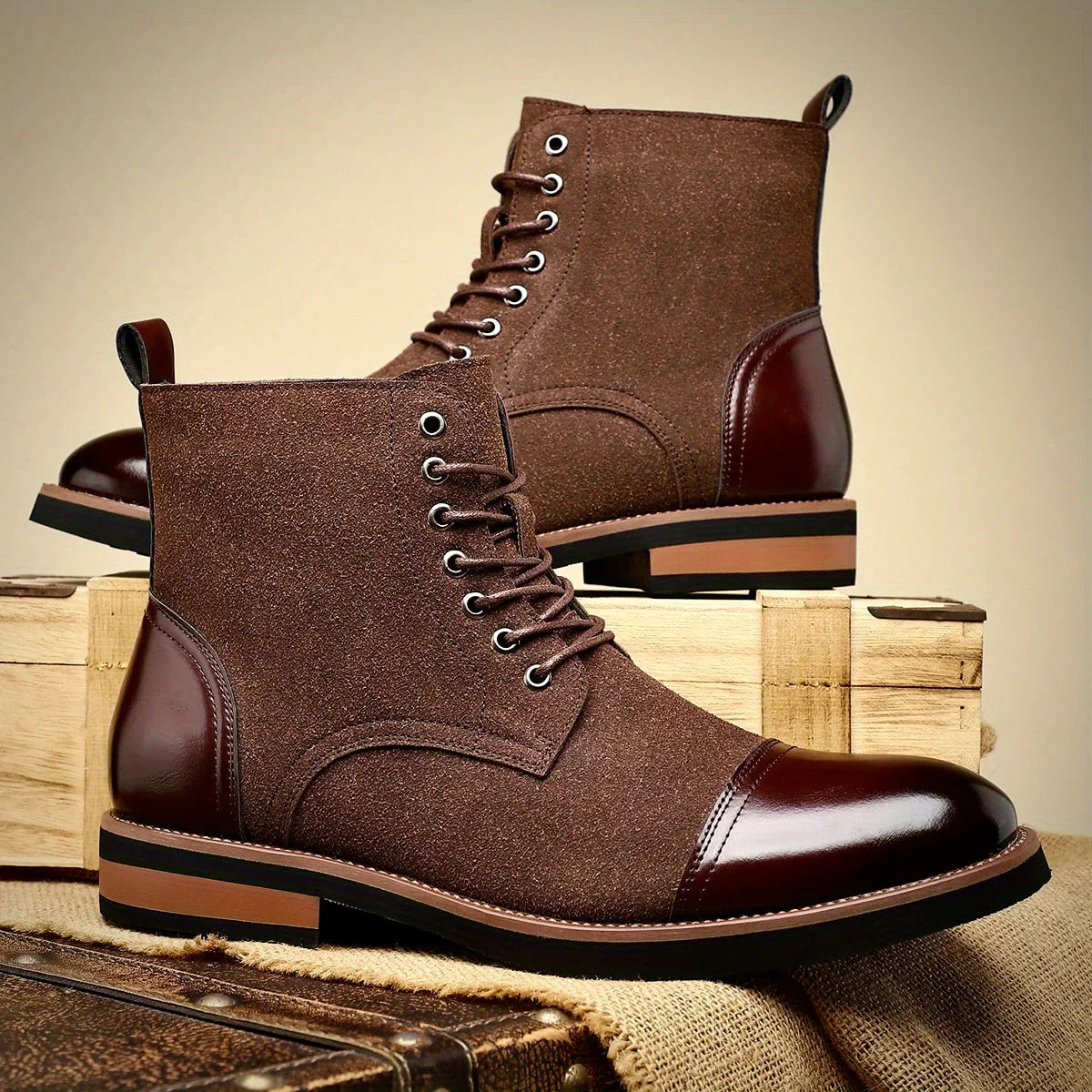 Raw Oxford Style Lace Up Boots For Men | Harrington