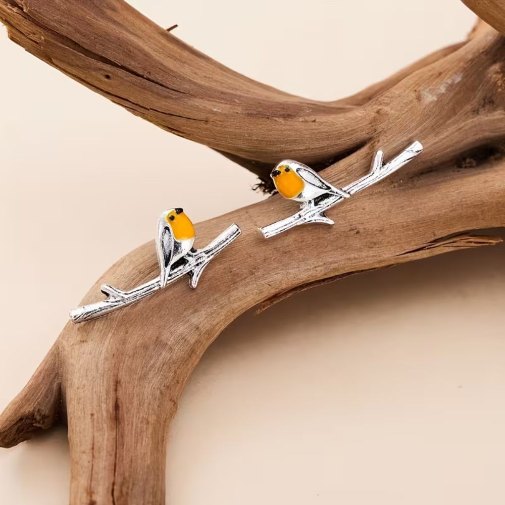 Reflective Bird earrings with robin-inspired design for women | Robinelle