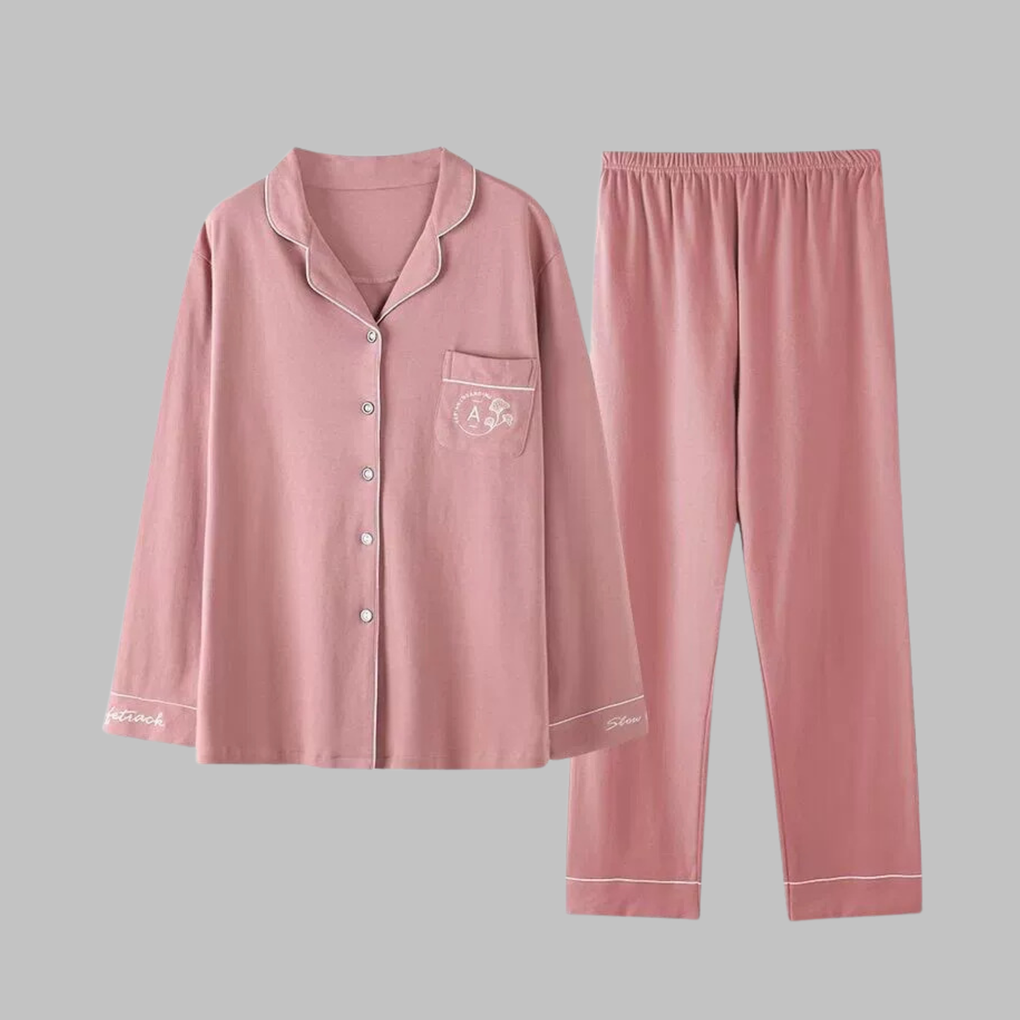 Layered Cozy Long Sleeve Top And Trousers Lounge Set For Women | Serelune