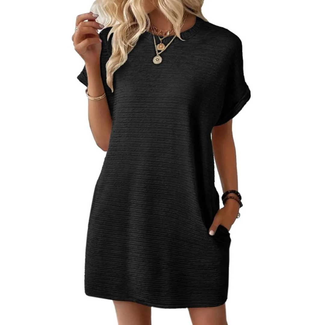 Fitted Casual Minimalist Round Neck Dress For Women | Lurelle