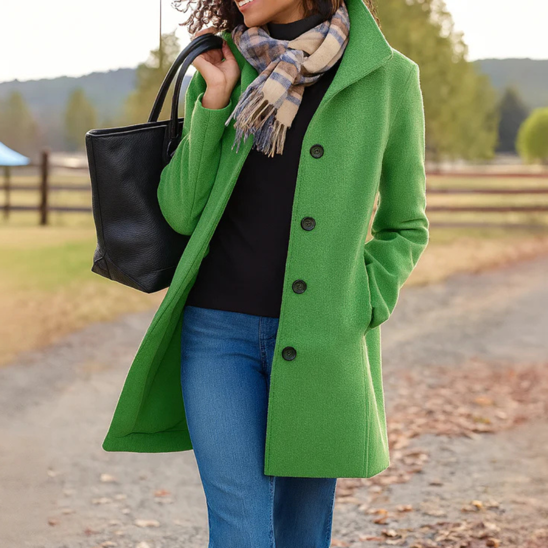Awake Classic Button Front Heritage Coat For Women | Emilia