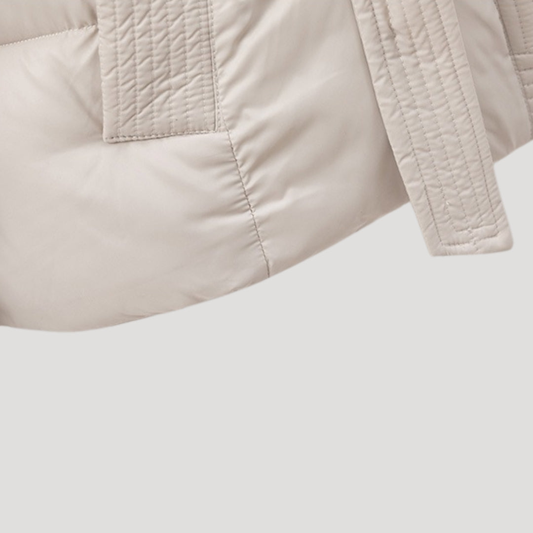 Valley Belted hooded puffer jacket for women | Elara