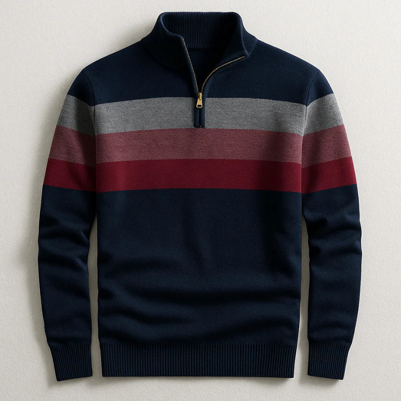 Wise Stripe Quarter-Zip Sweater For Men | Ronan