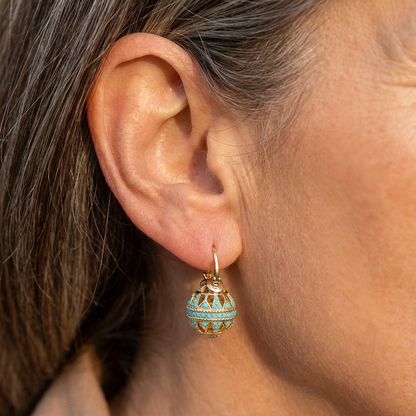 Conscious Globe drop earrings with filigree-inspired detail for women | Elowyn