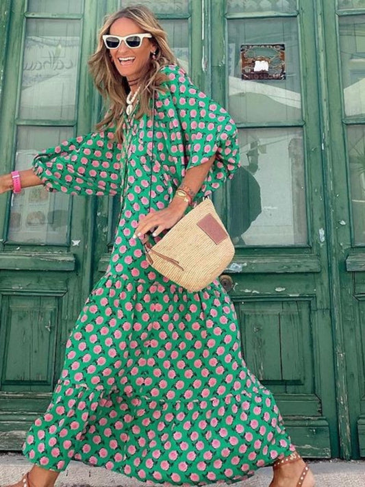 Sanded Bohemian style maxi dress for women | Luna